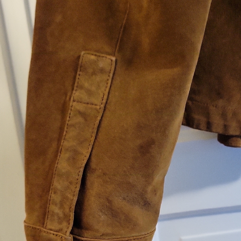 Vintage Caramel Brown Suede Boxy Button Down Shirt Jacket - XL - Picture 4 of 8